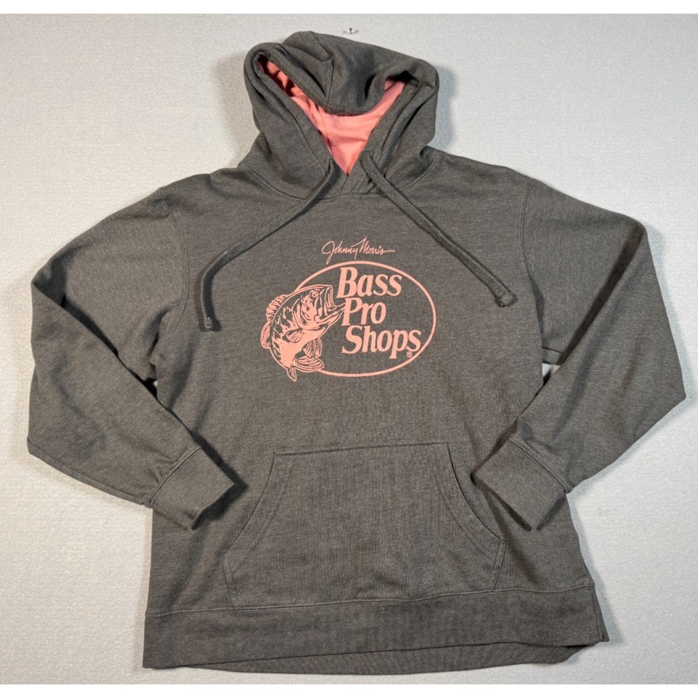 Johnny Morris Bass Pro Shops Women's Hoodie - Size L - Charcoal / Pink